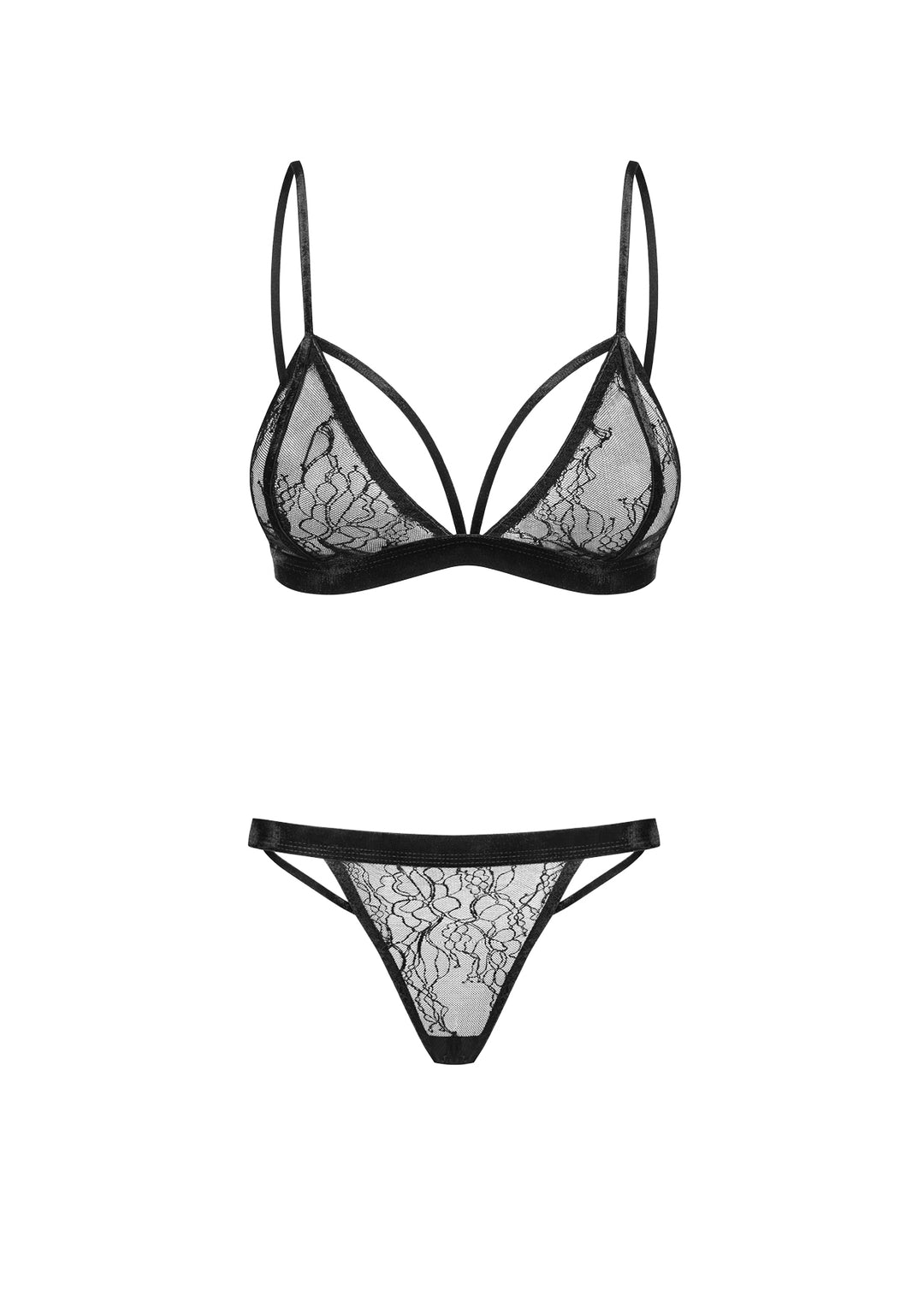 Set of lace bralette and thong