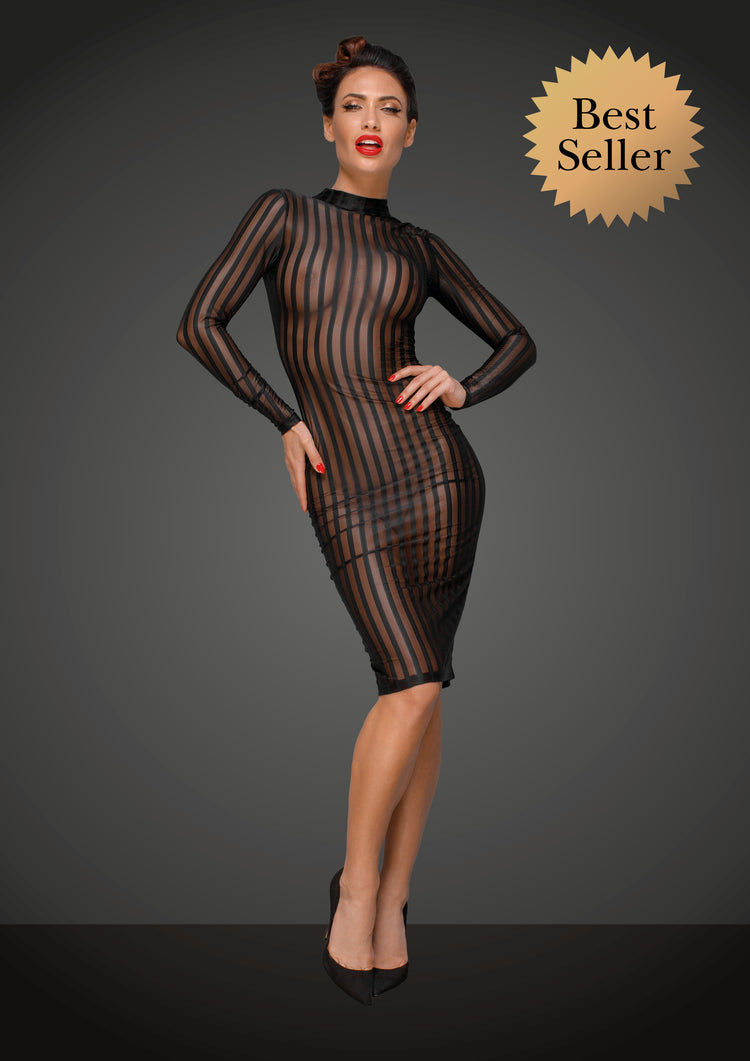 Classic dress made of elastic tulle - front view