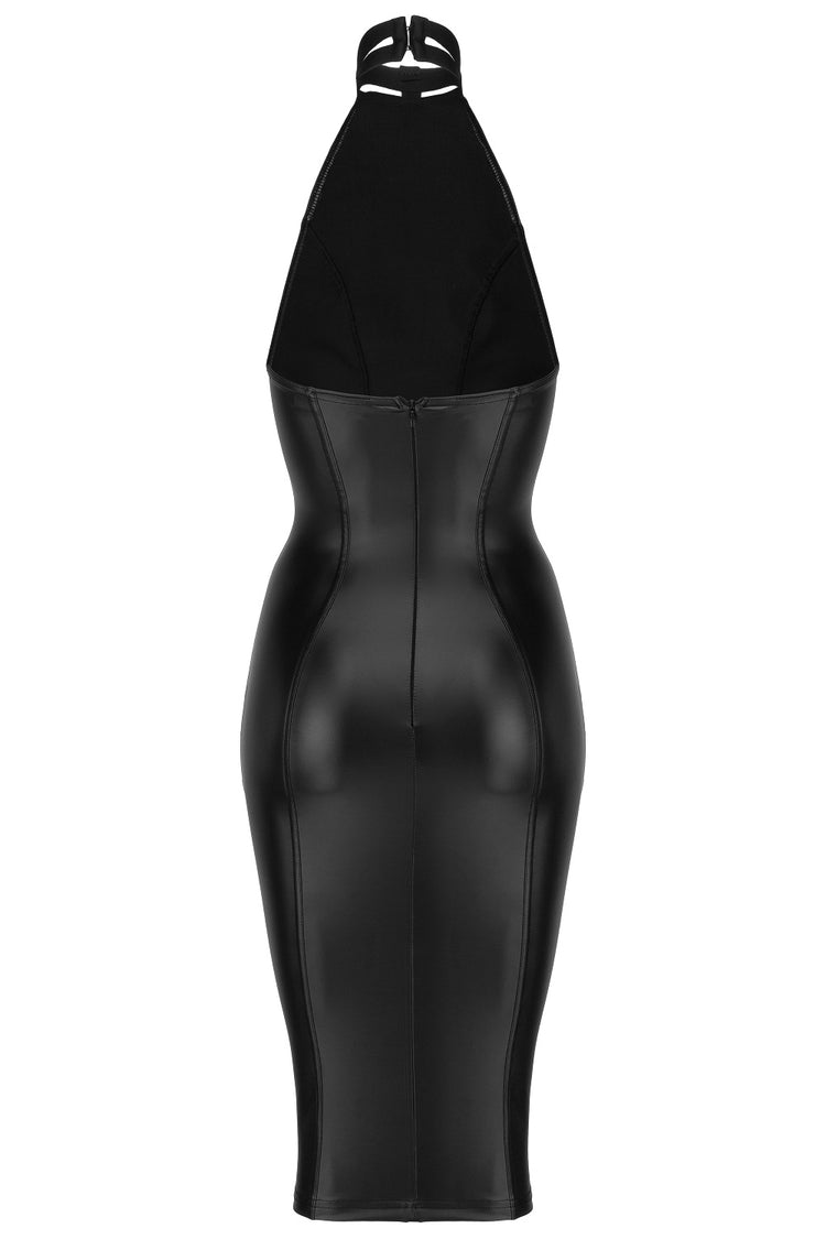 Backless Black Pencil Dress back view