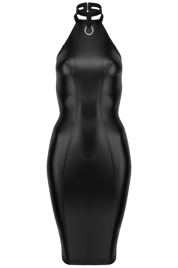 Backless Black Pencil Dress front view