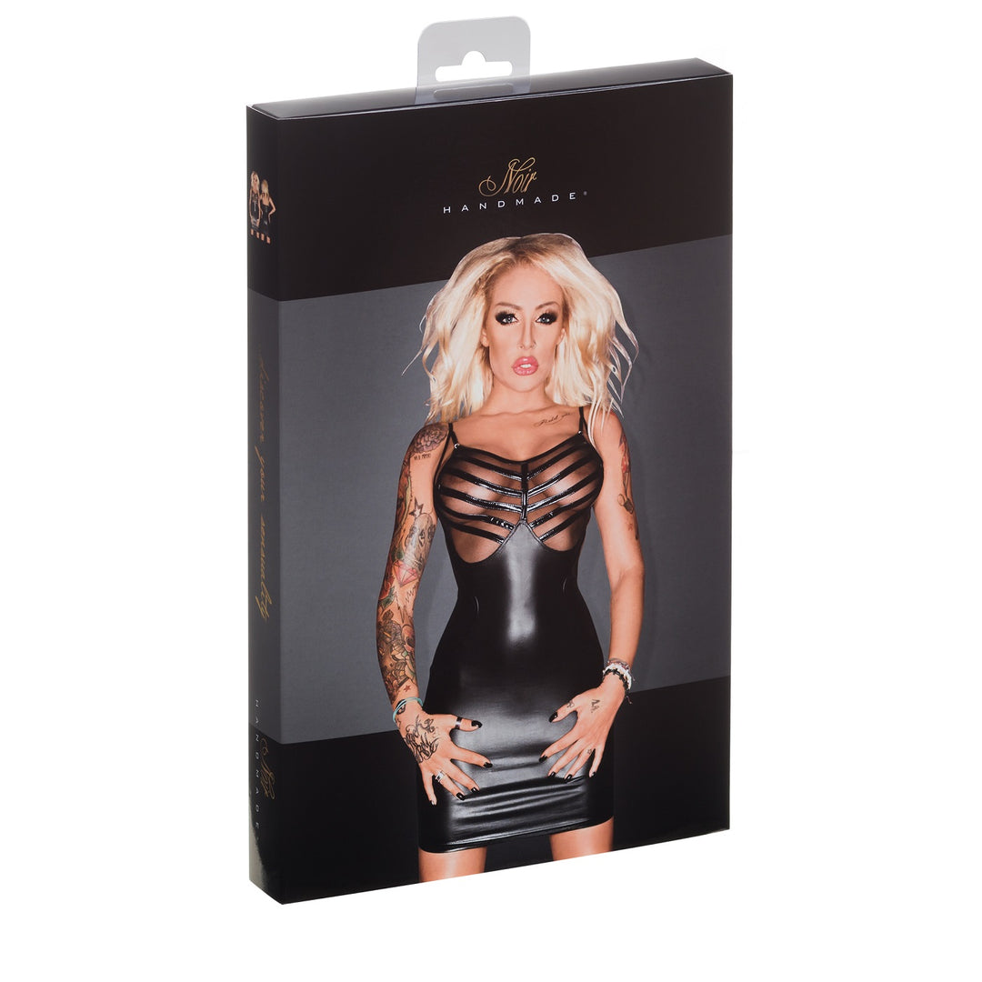 Short dress with PVC trim