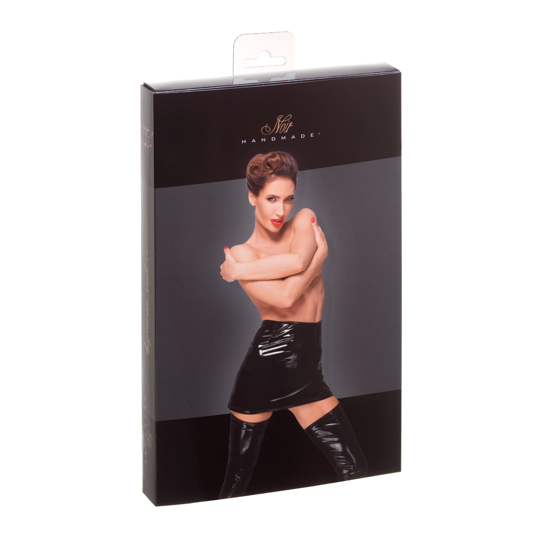 PVC mini skirt with long hidden zipper on the side